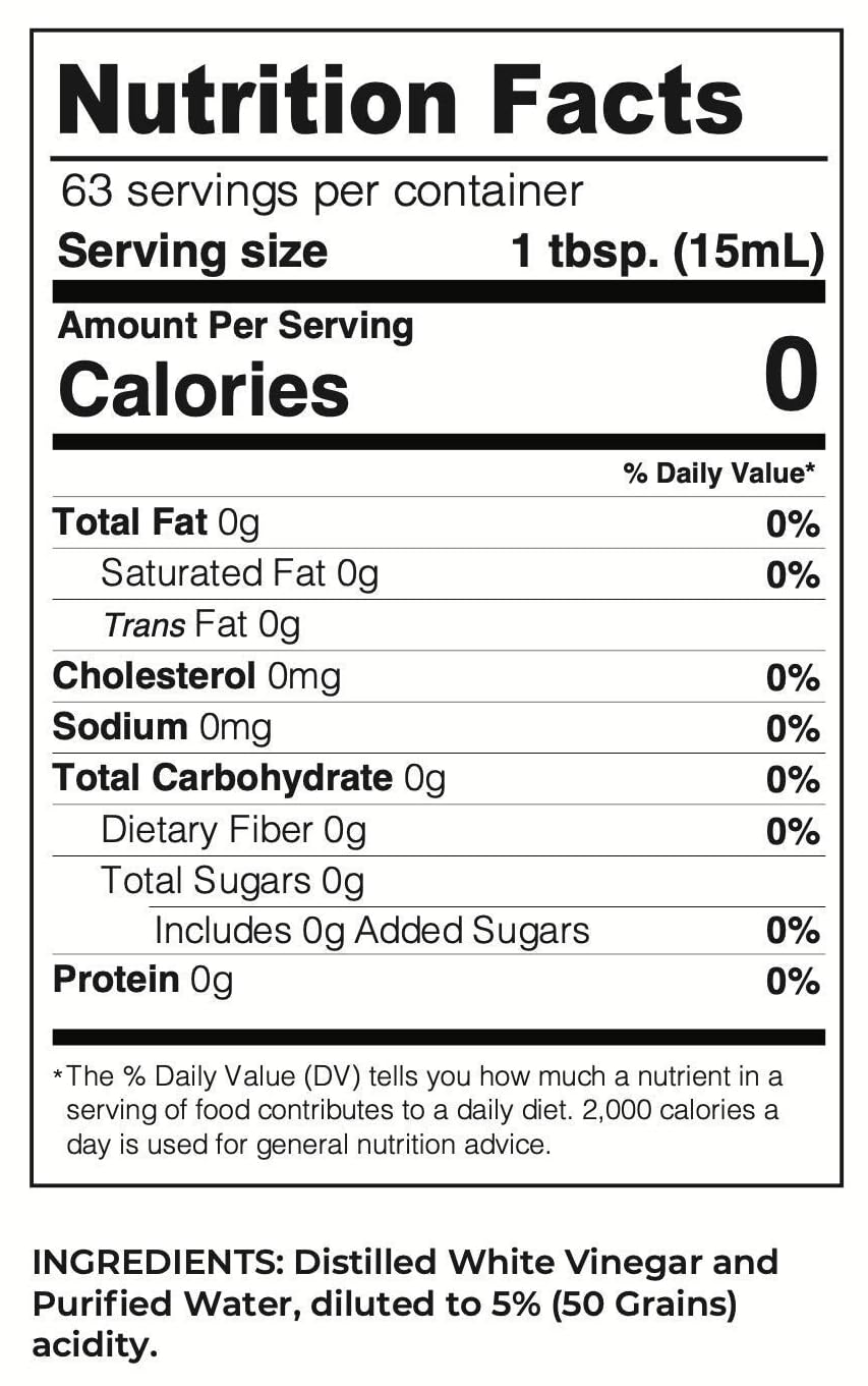 Lucy's Family Owned - Natural Distilled White Vinegar, 32 oz. bottle (Pack of 2) - 5% Acidity