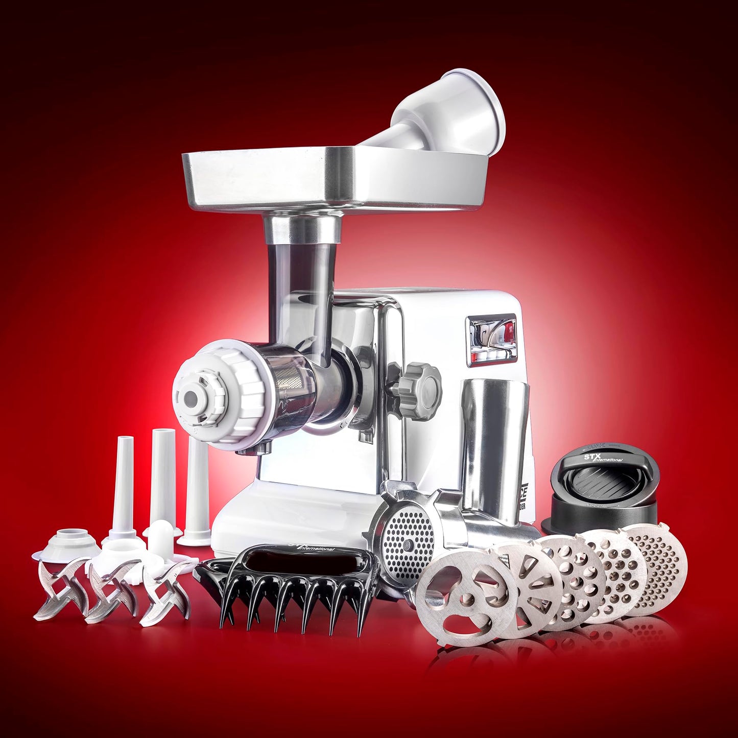 6-In-1 Size #12 Meat Grinder with Foot Pedal • Sausage Stuffe