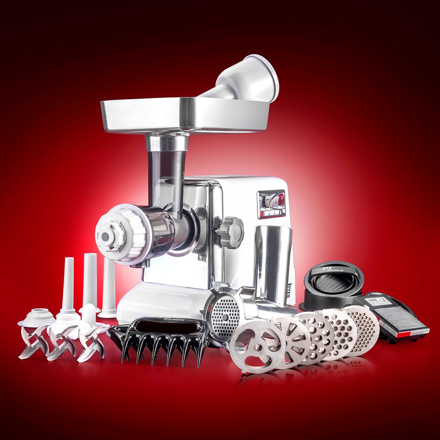 6-In-1 Size #12 Meat Grinder with Foot Pedal • Sausage Stuffe