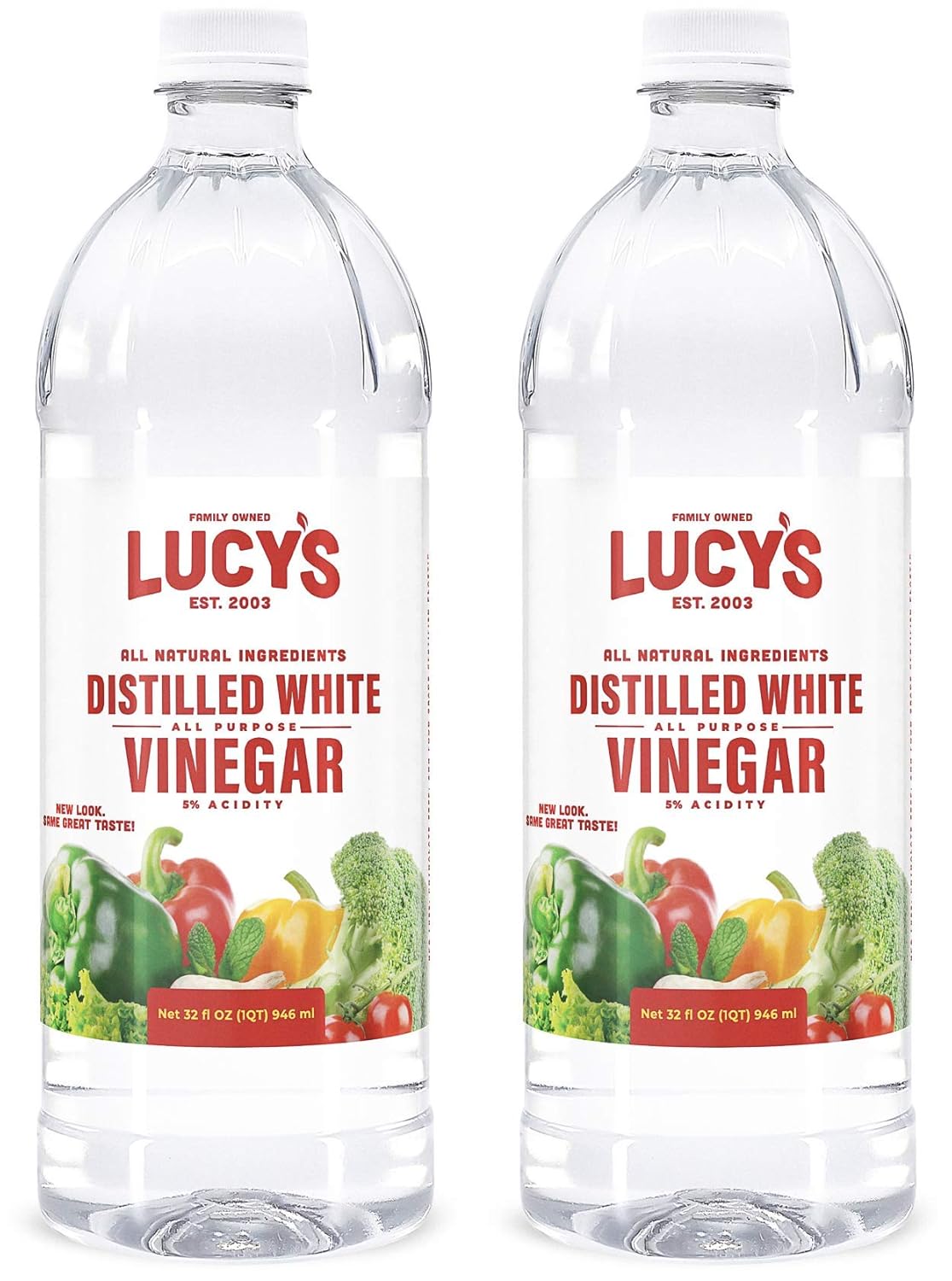 Lucy's Family Owned - Natural Distilled White Vinegar, 32 oz. bottle (Pack of 2) - 5% Acidity