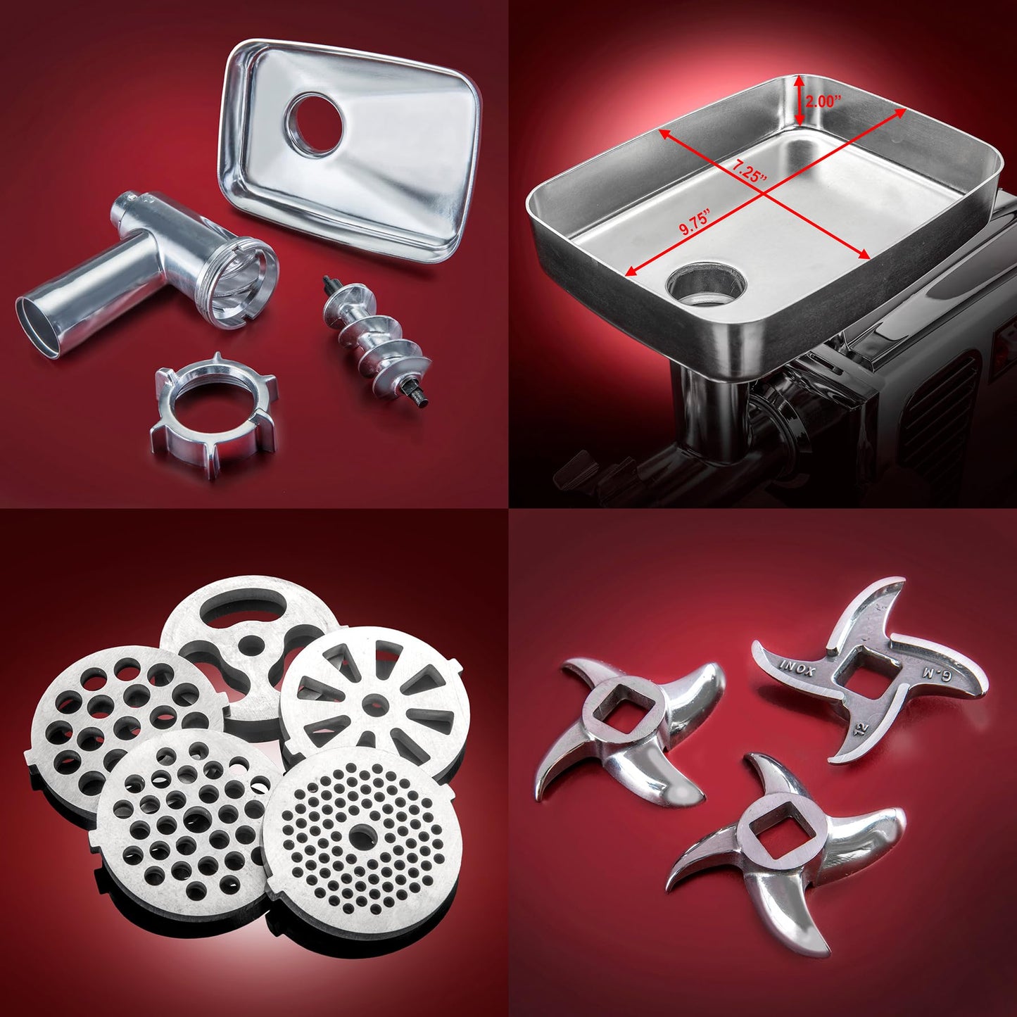 6-In-1 Size #12 Meat Grinder with Foot Pedal • Sausage Stuffe