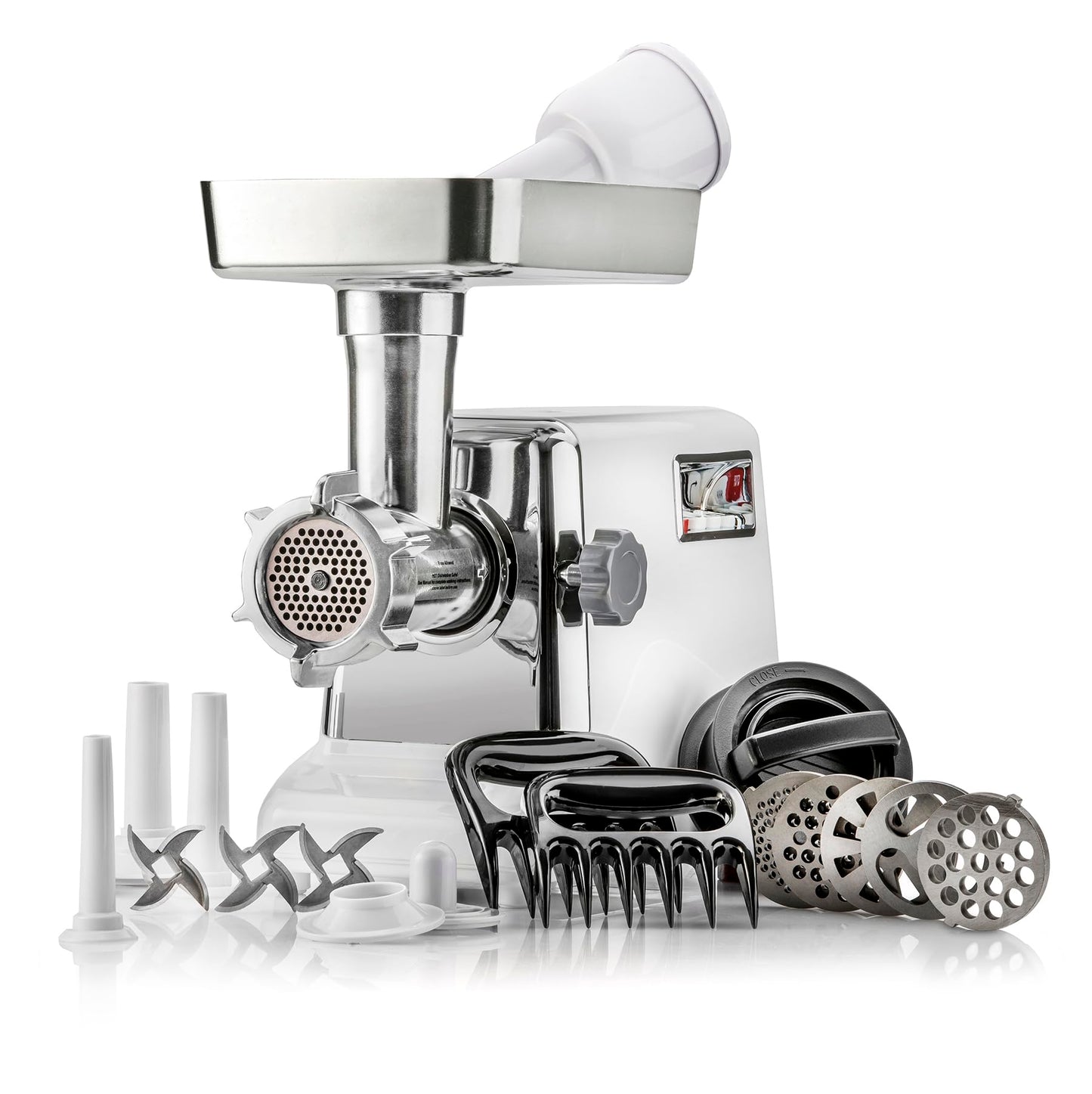 6-In-1 Size #12 Meat Grinder with Foot Pedal • Sausage Stuffe